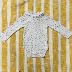 Baby Boden Long Sleeve Cherry Print Bodysuit Collar Snap Closure 6-12m
